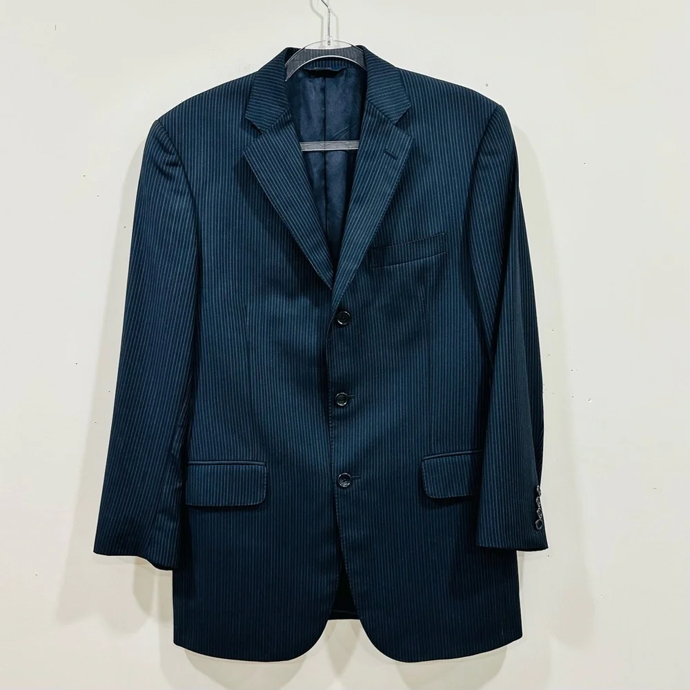 Brooks Brothers Regent Jacket Mens 40R Blue‎ Striped Wool Blazer Made In Italy